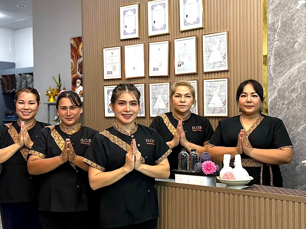 HOB Thai Massage team at the Cherng Talay reception desk